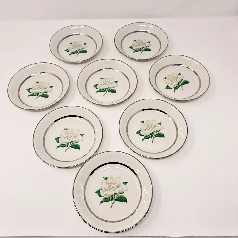 🇺🇸 Governor's Mansion Vogue Ceramic Industries Rose Plates 5.4